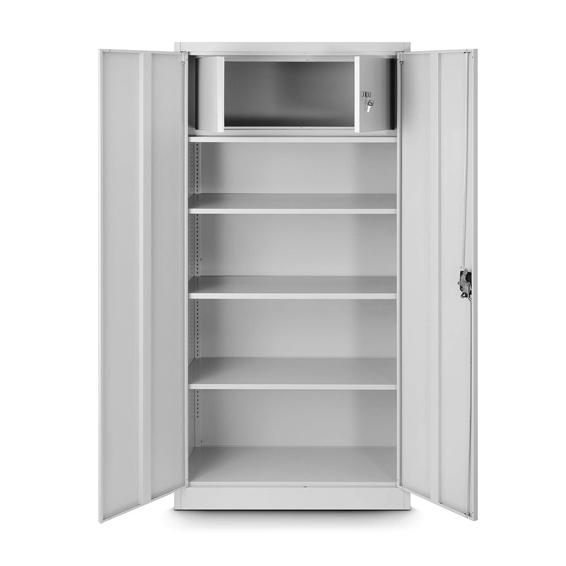 Jan Nowak Aktenschrank mit Geheimfach C001D Metallschrank Büroschrank Stahlblech Pulverbeschichtung Werkzeugschrank Büroschrank 185 cm x 90 cm x 45 cm grau/grau