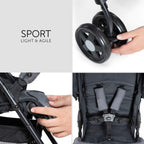 hauck Buggy Sport, Charcoal/Stone - Federleichter Reisebuggy 5,9 kg - mit Liegefunktion für Kinder ab Geburt bis 15 kg - Klein Zusammenklappbar, Großer Einkaufskorb bis 3 kg