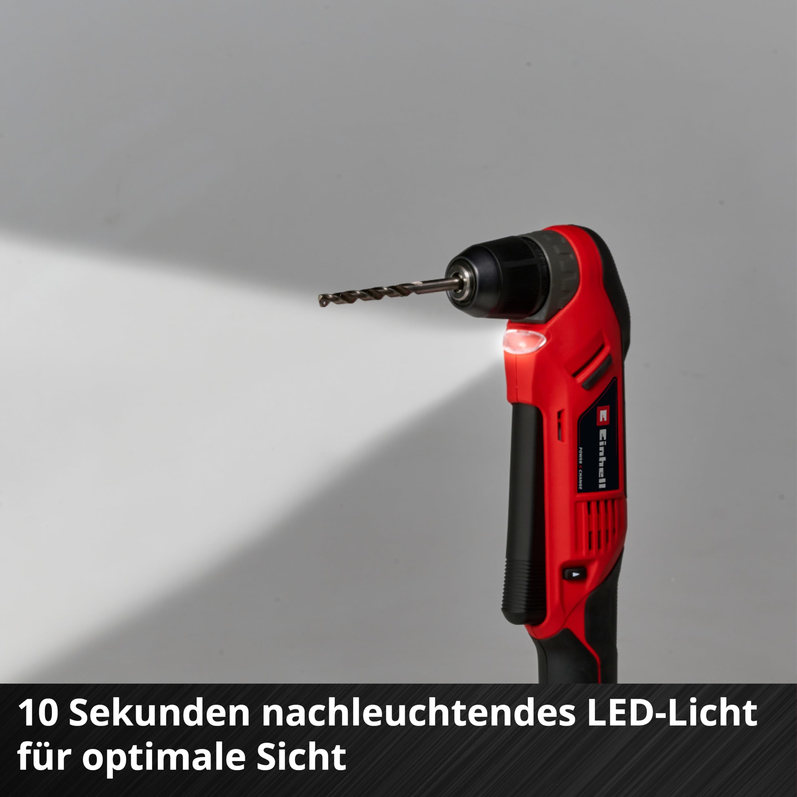 Einhell Akku-Winkelbohrmaschine TE-AD 18 Li-Solo Power X-Change (18 V, 45 Nm, 10 mm Schnellspannbohrfutter, LED-Licht, drehbare Batterieaufnahme, ohne Akku)