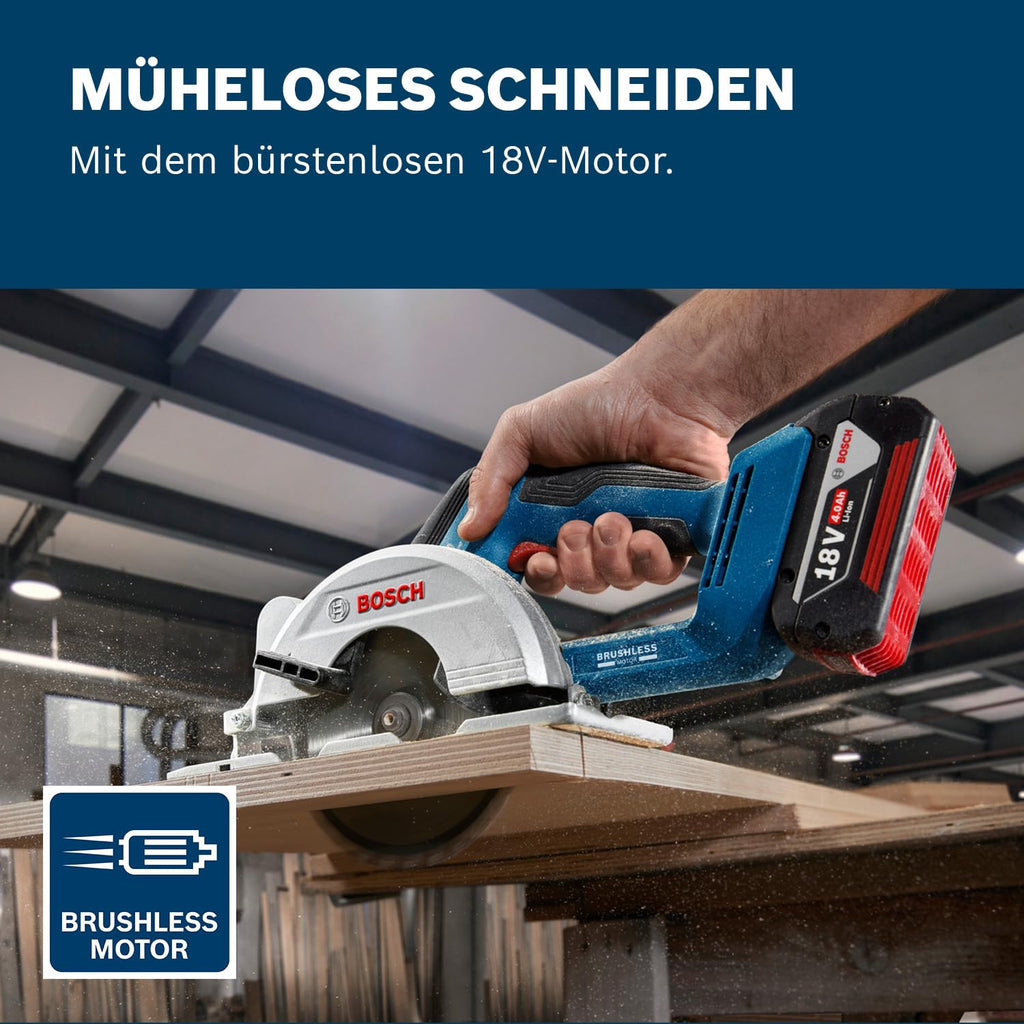 Bosch Professional 18V System Akku-Kreissäge GKS 18V-51 (Bürstenloser Motor, inkl. 1x Sägeblatt (140 mm)