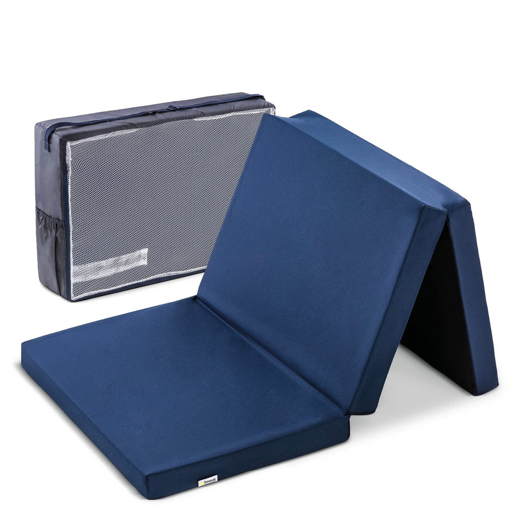 hauck Sleeper, Navy - 120x60x5 cm - Faltmatratze für Kinderreisebetten mit Tragetasche - Klein Zusammenklappbar - Kompatibel mit Dream N Play Plus, Sleep N Play Go Plus, Play N Relax Center