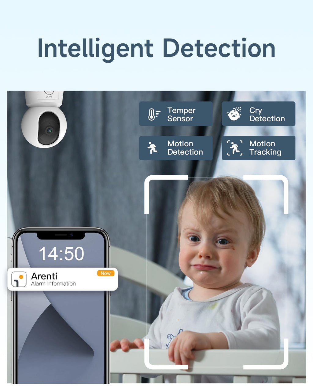 ARENTI Babyphone mit 2 Kamera und App mit 5" Display, 1080P PTZ Video Babyfon mit Kamera, One-Touch-Ruf, Temperatursensor, Wiegenlied, Nachtsicht, 2 Wege Audio, VoX Mode, Automatische Verfolgung