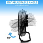 OZAVO Standventilator, Windmaschine ⌀50 cm mit 3 Laufgeschwindigkeiten, Bodenventilator Power, Tischventilator Metall, Luftkühler, verstellbare Neigungswinkel, 100W, Schwarz