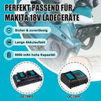 8000mAh BL1860 Ersatzakku für makita akku 18v 8Ah Ersatzakku für Makita akku BL1850 BL1850B BL1860 BL1860B BL1840B BL1840 BL1830 BL1835 BL1845 194204-5 LXT-400 Werkzeugakku mit LED (8.0-4-C)