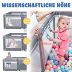 HENGMEI Baby Laufgitter Laufstall Absperrgitter 180x150cm Aktivitätszentrum mit Rutschfester Basis, atmungsaktivem Netz Sicherheitsspielplatz (180x150cm)