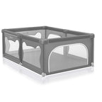 LIONELO WILLOW Laufgitter Baby, ab 0-48 Monaten große Fläche 120 cm x 180 cm x 68 cm mit Seitenwände aus atmungsaktiven, strapazierfähigem Netzstoff, 2 Seitliche Eingänge mit einem Reißverschluss