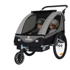 Tiggo S2 Kinderanhänger mit Federung Jogger 2 in 1 Kinder Buggy fahrradanhänger Anhänger 360° Drehbar (Grau)