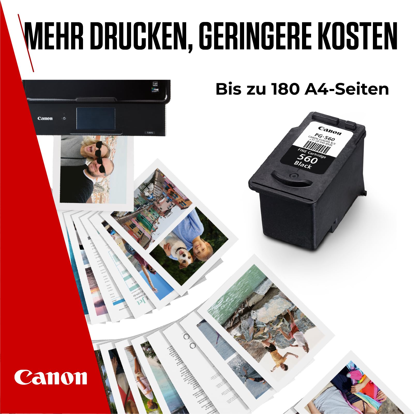 Canon Tintenpatronen - PG-560 Original Druckerpatrone - Druckt bis zu 180 A4-Seiten (1 x schwarze Patrone)