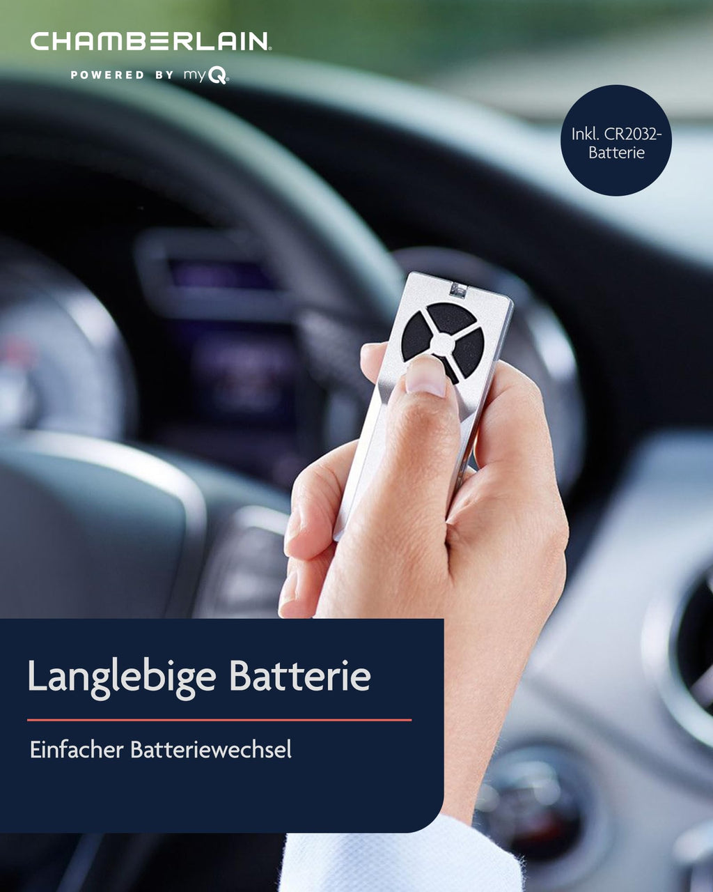 Chamberlain TX4RUNI Universalhandsender - 4-Kanal Handsender für Garagen- & Außentorantriebe - 433 MHz Kompatibel - Inkl. Batterie