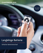 Chamberlain TX4RUNI Universalhandsender - 4-Kanal Handsender für Garagen- & Außentorantriebe - 433 MHz Kompatibel - Inkl. Batterie