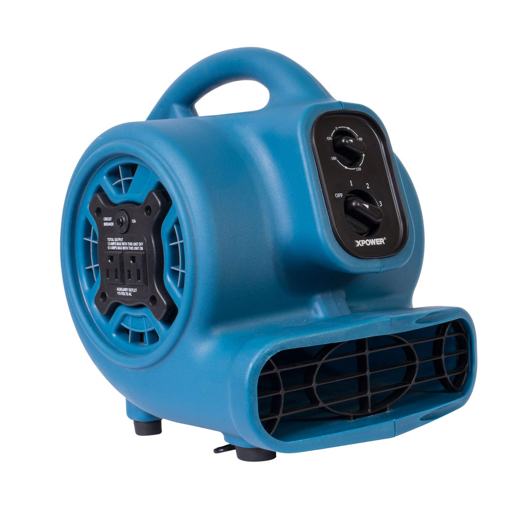 XPower P-230AT Mini Mighty 1/4 HP 925 CFM Centrifugal Air Mover, Carpet Dryer, Floor Fan, Blower, Stackable, Daisy Chain, for Water Damage Restoration, Janitorial, Plumbing, Home Use