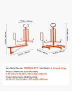 VEVOR Drahtspulenhalter, Boden- oder Wandmontage (45/22,7 kg), Kabelspulenspender, tragbare Drahtrolle mit Griff, drehbare Öse, für den Kabeltransport unter verschiedenen Bedingungen