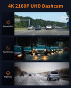 Volam Dashcam Auto Vorne Innen, 4K +1080p Dual Dash Cam mit Akku Parküberwachung, 1,5-Zoll-IPS-Bildschirm Mini-Autokamera mit IR-Nachtsicht, G-Sensor, Weitwinkel