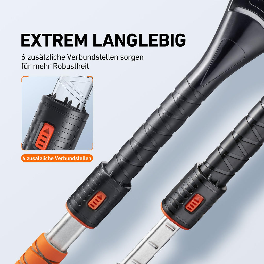 AstroAI Eiskratzer Auto mit Besen 120CM Lang Ausziehbarer Schneebesen Abnehmbarer Eisschaber mit Schaumstoffgriff & 360 ° Drehbarer Bürstenkopf für Auto LKW PKW SUV