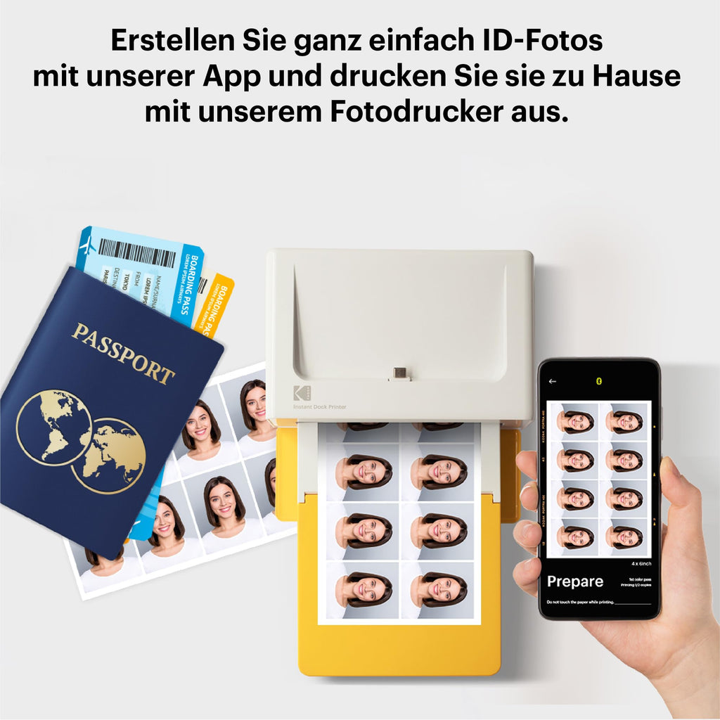 KODAK Dock Plus 4PASS Mobiler Fotodrucker (10x15cm) + 10 Blatts