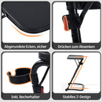 MEUBLE Cosy Kleiner Klappbarer Laptoptisch Höhenverstellbar Schreibtisch Beistelltisch Ohne Montage Sofatisch Neigbar Computertische Betttisch Pflegebett, Schwarz