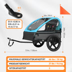Fiximaster Kinderfahrradanhänger, Fahrradanhänger für 1-2 Kinder, Ergonomischer Sitz, Einfache Montage, Faltbar, Mit Luftreifen und Aufbewahrungstaschen