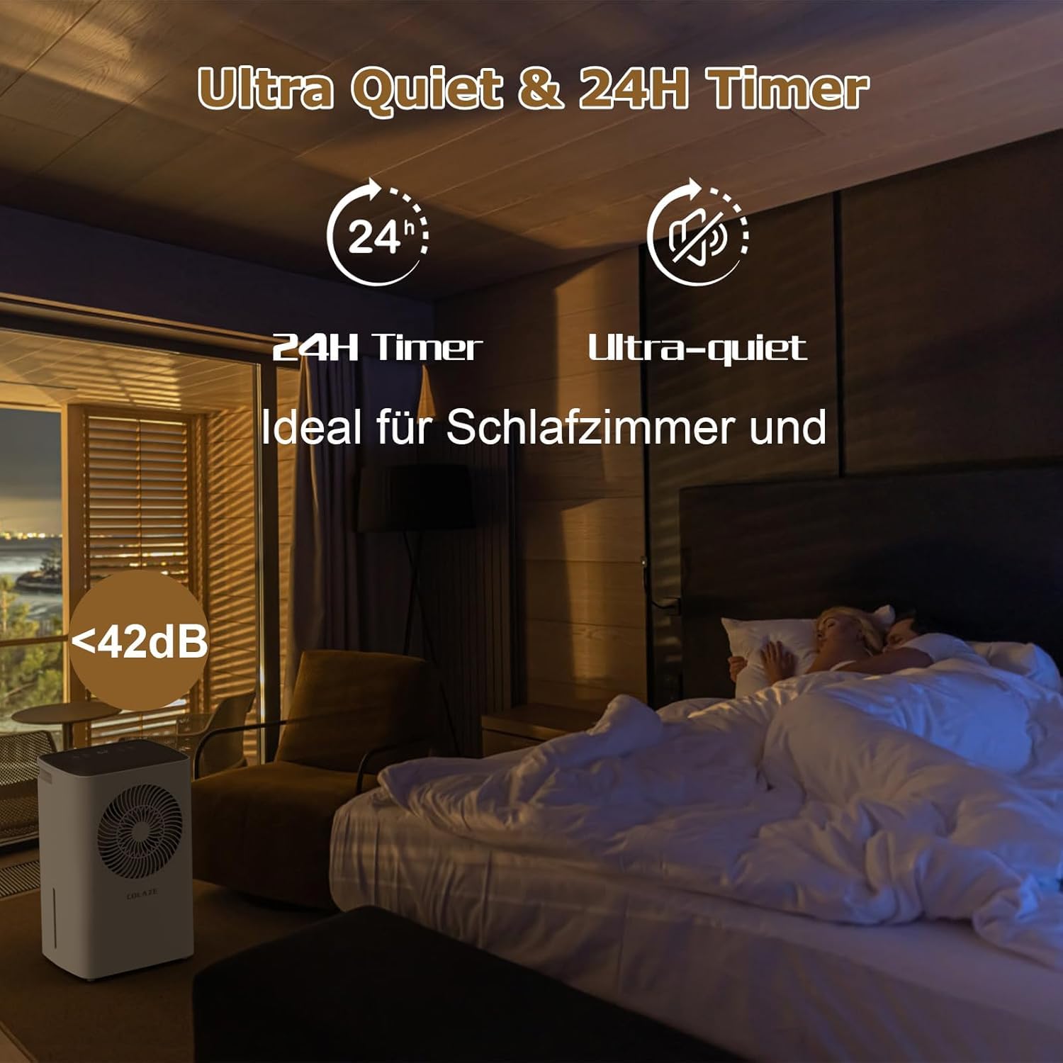 COLAZE Luftentfeuchter 12L/24h, Luftentfeuchter Elektrisch für Raumgrößen 120m³(30m²), Entfeuchter Leise, Raumentfeuchter mit Kompressor, Ideal für für Wohnung, Bad & Keller