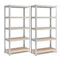 SONGMICS Schwerlastregal, 2er Set, Kellerregal, Lagerregal, 40 x 90 x 180 cm, Regal mit Stahlgestell, jeweils bis 875 kg belastbar, 5 verstellbare Ablagen, silbern GLR040E02