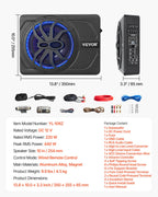 VEVOR Untersitz Auto Subwoofer 440 W 254 mm schlanker Auto Subwoofer unter dem Sitz Subsystem mit eingebautem Verstärker, Hoch-/Niedrigpegel-Eingang und Lautstärkeregler für SUVs Lkws