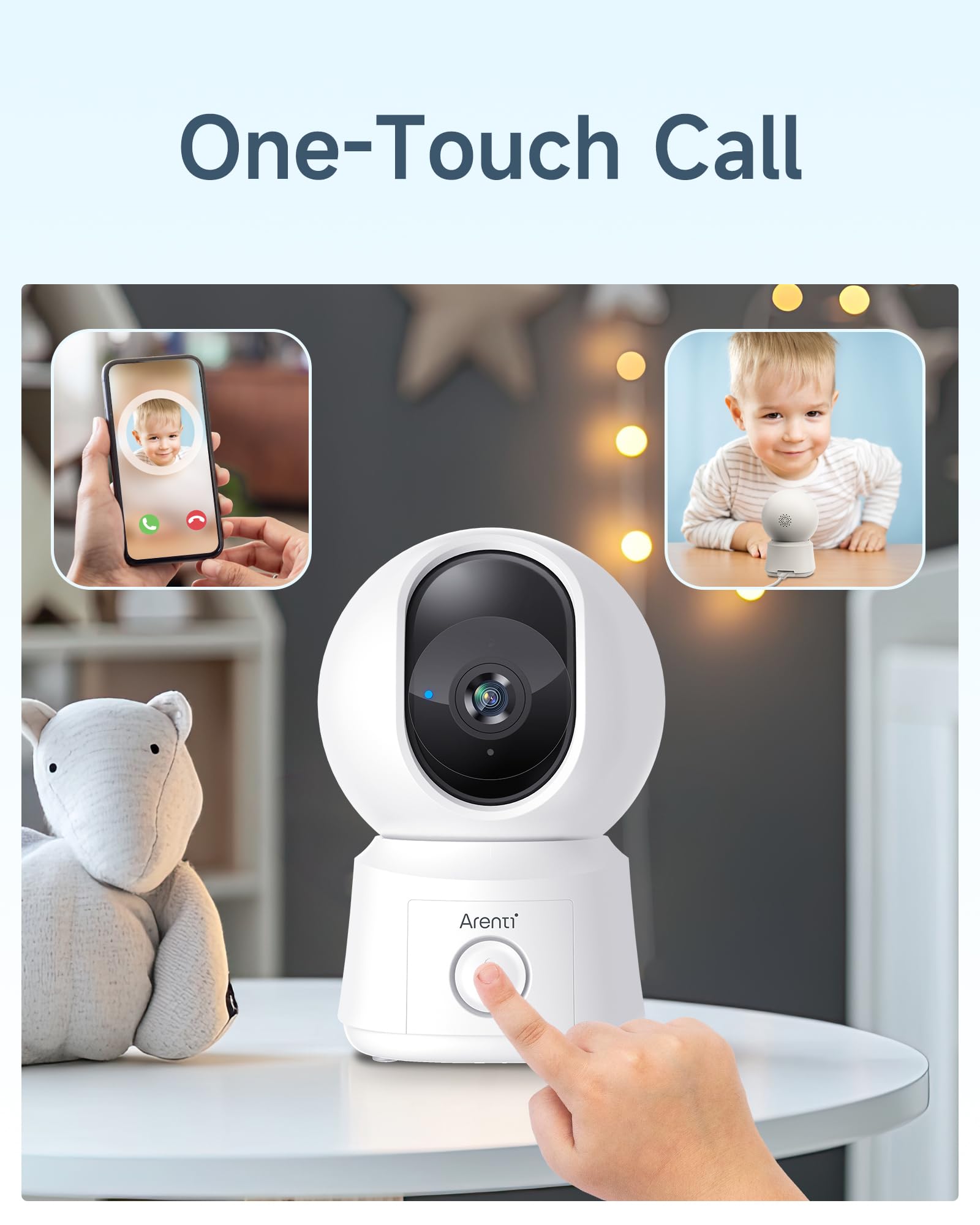 ARENTI Babyphone mit 2 Kamera und App mit 5" Display, 1080P PTZ Video Babyfon mit Kamera, One-Touch-Ruf, Temperatursensor, Wiegenlied, Nachtsicht, 2 Wege Audio, VoX Mode, Automatische Verfolgung