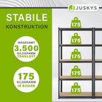 Juskys 4er-Set Lagerregal Basic 4X 180x90x40cm (HxBxT) - 3500 kg - 20 Böden - Schwerlastregal Steckregal Metall Kellerregal Regalsystem Regal - Grau