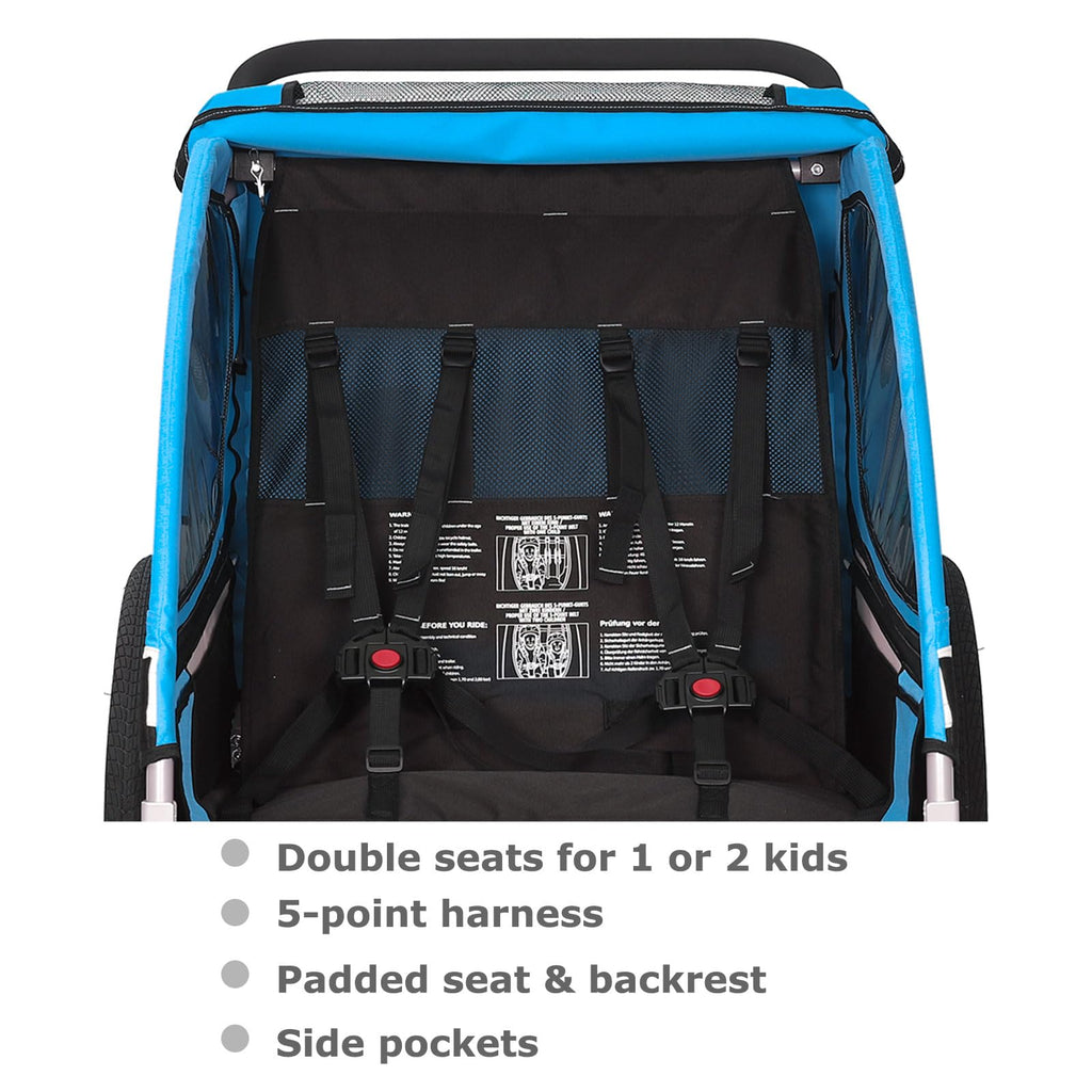 Tiggo S2 Kinderanhänger mit Federung Jogger 2 in 1 Kinder Buggy fahrradanhänger Anhänger 360° Drehbar