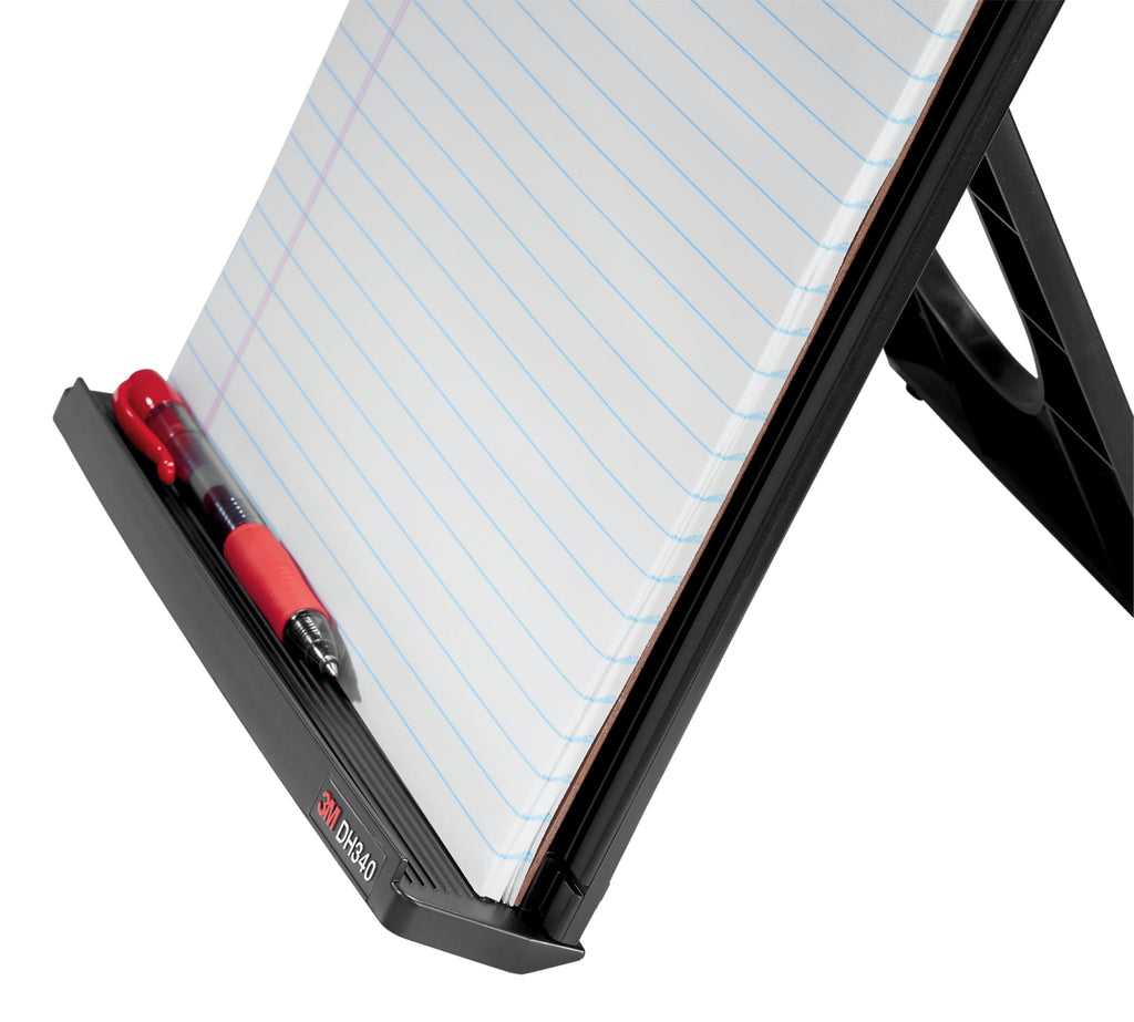 3M, Desktop-Dokumentenhalter Kopierhalter, DH340MB, Verstellbarer Clip, Dokumente im Hoch- und Querformat einfach Betrachten, Untere Leiste hält bis zu 150 Blätter sicher an Ort und Stelle, Schwarz