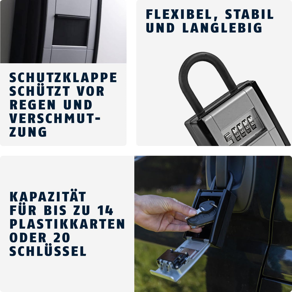 ABUS KeyGarage 797 - Schlüsselbox mit Bügel zur Befestigung - für Schlüssel oder kleine Wertgegenstände - Schwarz-Silber
