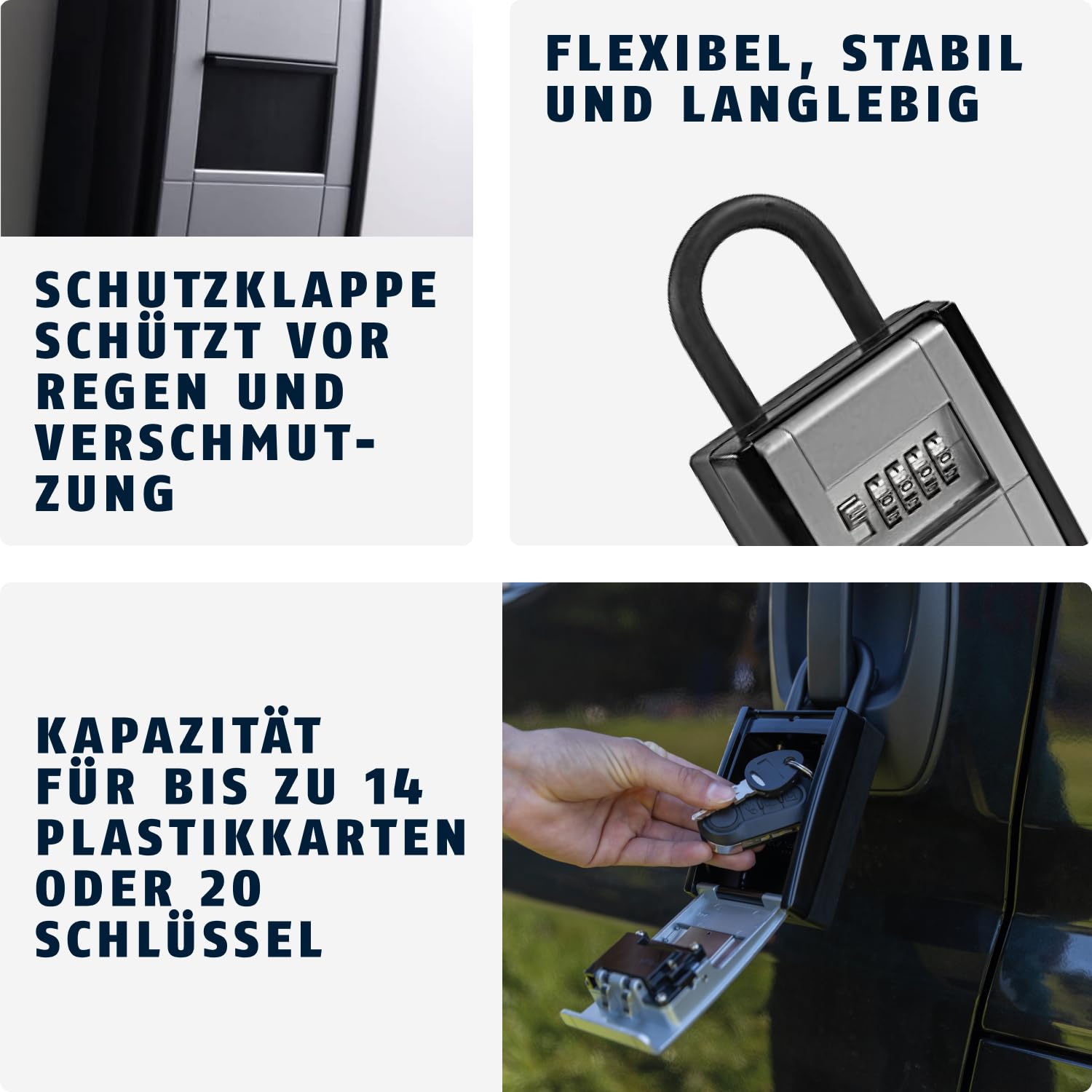 ABUS KeyGarage 797 - Schlüsselbox mit Bügel zur Befestigung - für Schlüssel oder kleine Wertgegenstände - Schwarz-Silber
