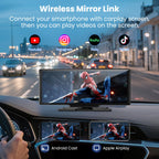 10,26 Zoll Carplay Display Wireless Android Auto Car Play Display mit 4K Dashcam 1080P Rückfahrkamera,Android Display IPS Touchscreen mit AUX/FM,64G TF,Split Screen,Mirror Link,Bluetooth
