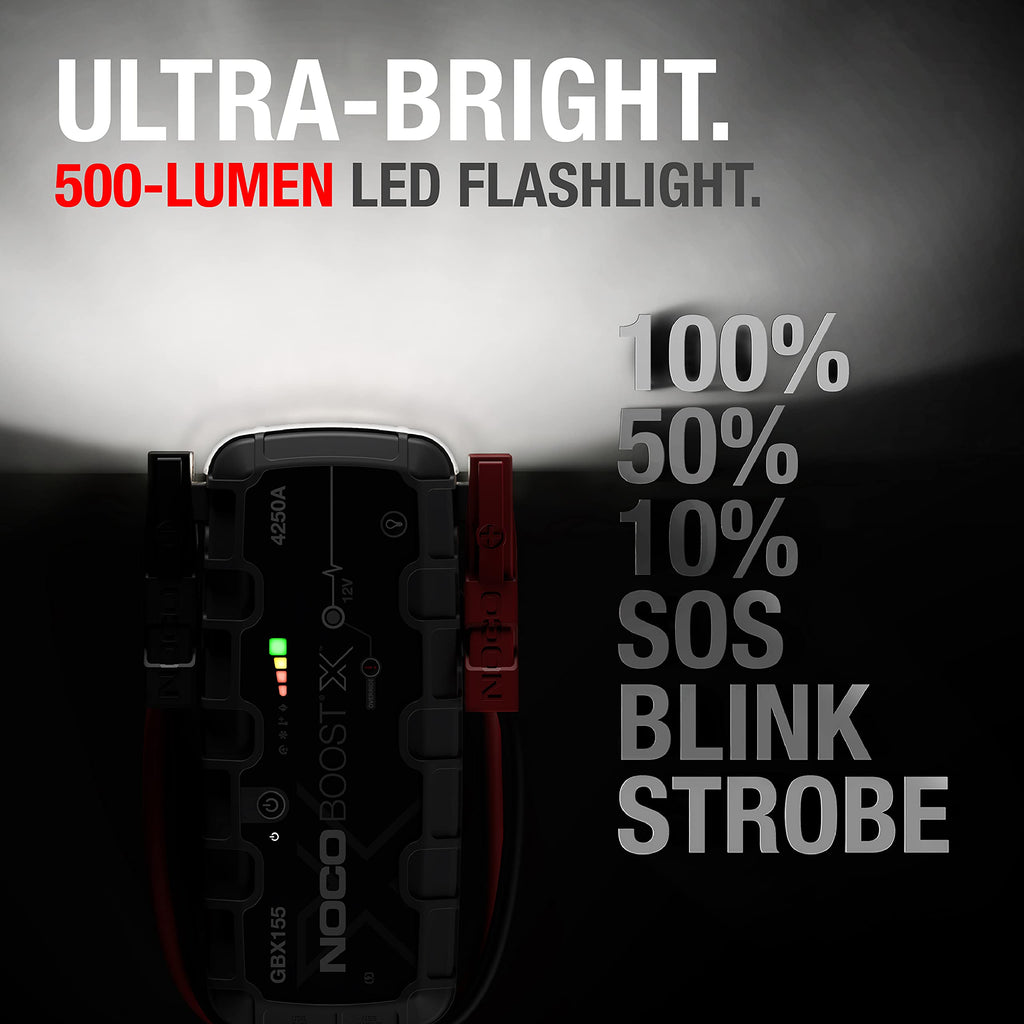 NOCO Boost X GBX155: 4250A UltraSafe Starthilfe Powerbank – 12V Lithium-Starthilfegerät & Starterkabel – Tragbarer Booster für Benziner bis 10,0L & Diesel bis 8,0L