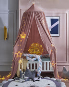 Surwin Moskitonetz Betthimmel Madchen Jungen Kinder Babybett, Rund Baldachin Mückennetz Einzelbett kinderzimmer Schlafzimmer Spiel für Reise Indoor Outdoor Dekoration - Dunkelpink