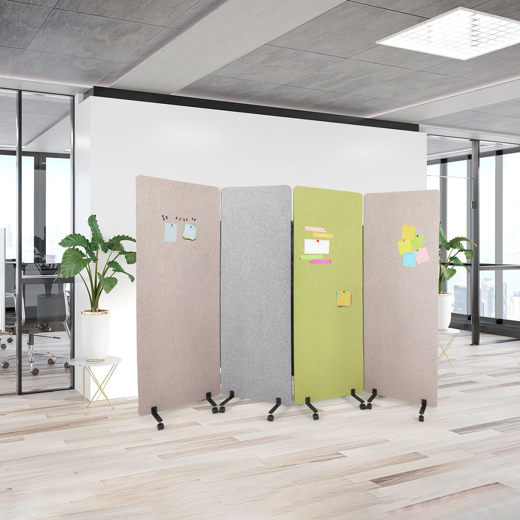 hjh OFFICE Mobile Akustik Trennwand einzeln 177 x 60 cm FLEXMIUT Stoff Dunkelgrau Raumteiler Mittelpanel mit Rollen & Gleiter 891007