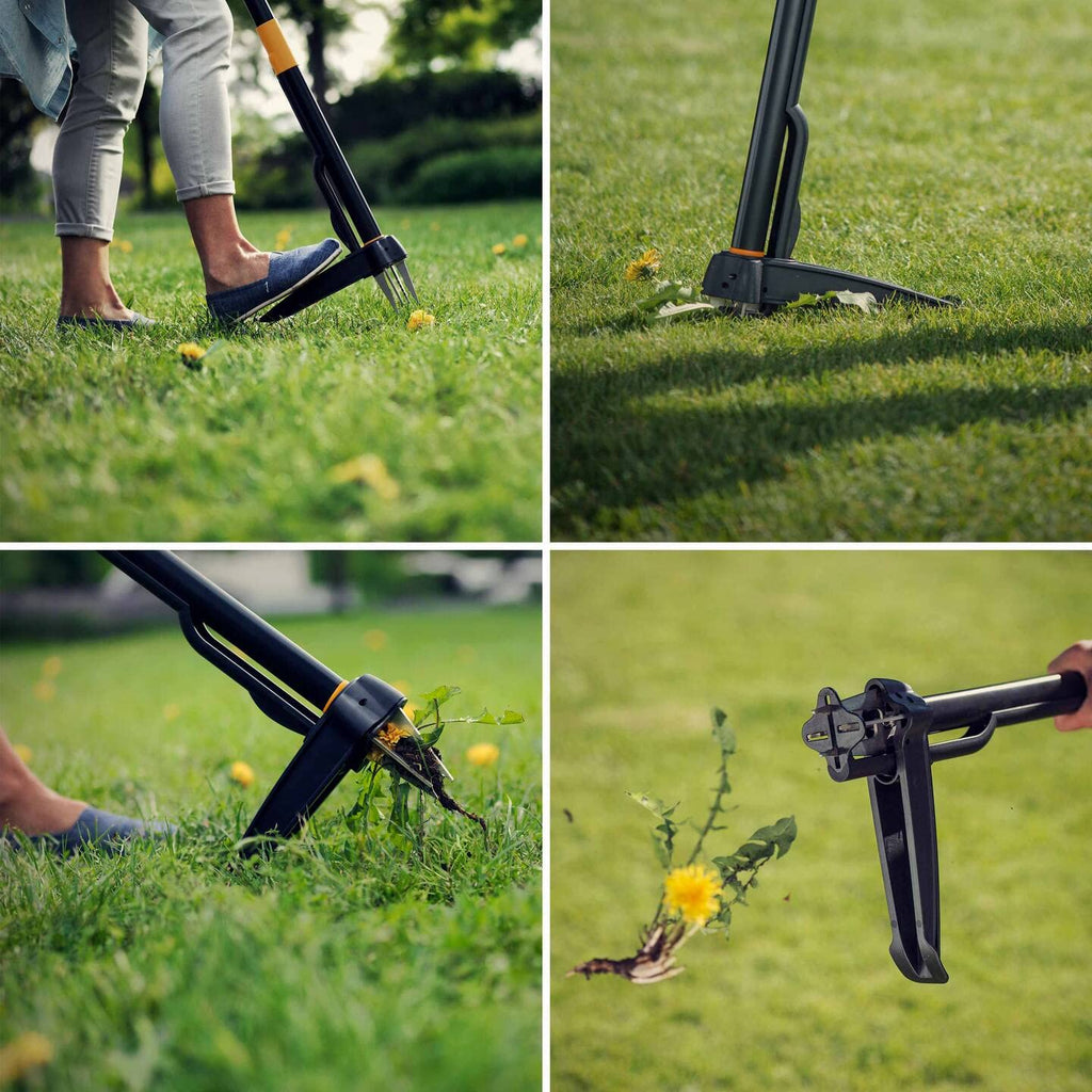 Fiskars Gartenwerkzeuge-Set, 3-teilig, Xact Unkrautstecher, Rostfreier Stahl/Kunststoff, Solid-Kombihacke und -Blumenkelle, Glasfaserverstärkter Kunststoff, Schwarz/Orange, 1077307