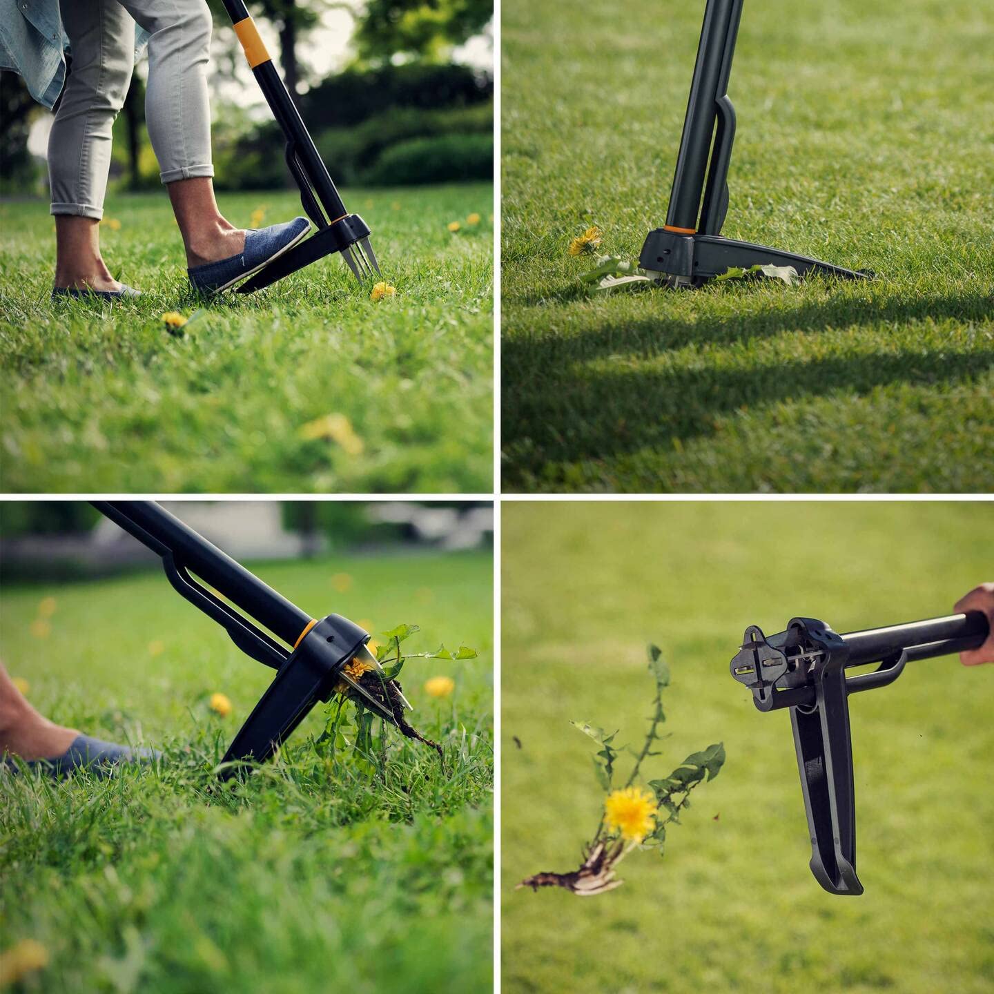 Fiskars Gartenwerkzeuge-Set, 3-teilig, Xact Unkrautstecher, Rostfreier Stahl/Kunststoff, Solid-Kombihacke und -Blumenkelle, Glasfaserverstärkter Kunststoff, Schwarz/Orange, 1077307