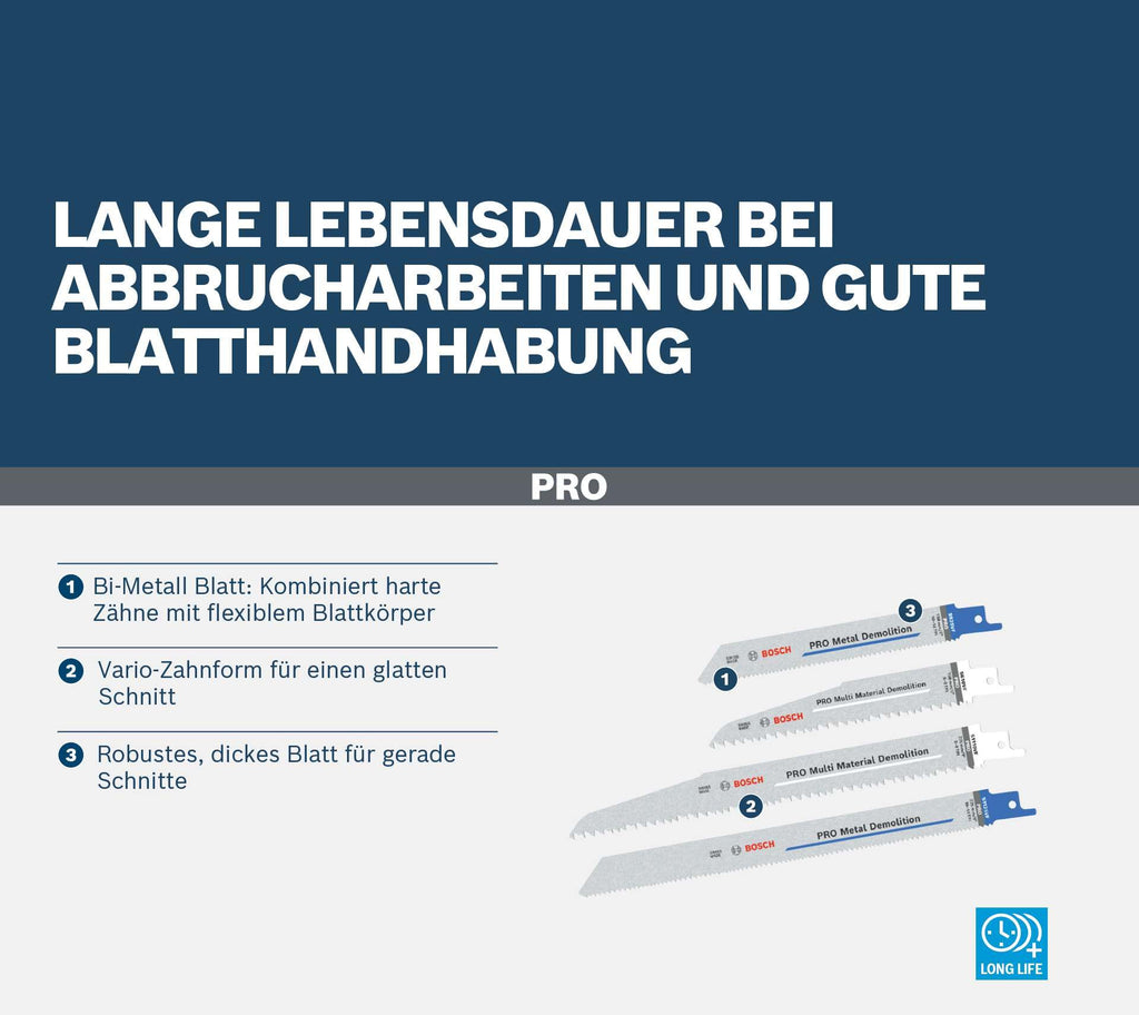 Bosch 16x PRO Tough Box Demolition Säbelsägeblatt-Set, 16-tlg. (für Rohre und Profile aus Metall, Nichteisenmetalle, Länge mm, Professional Zubehör Säbelsäge)