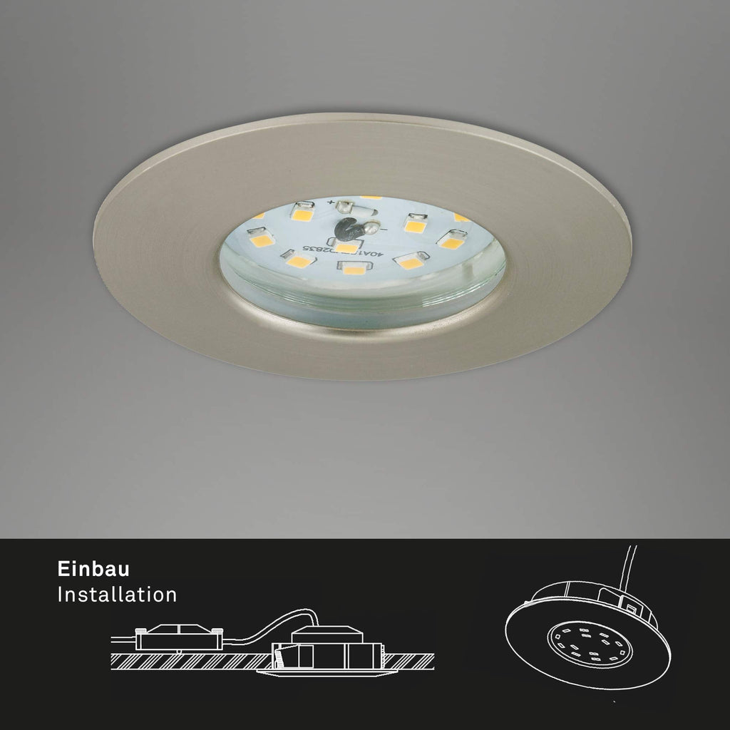 BRILONER LED Einbauleuchten Attach matt-nickel 3er Set Deckenspot Lampen