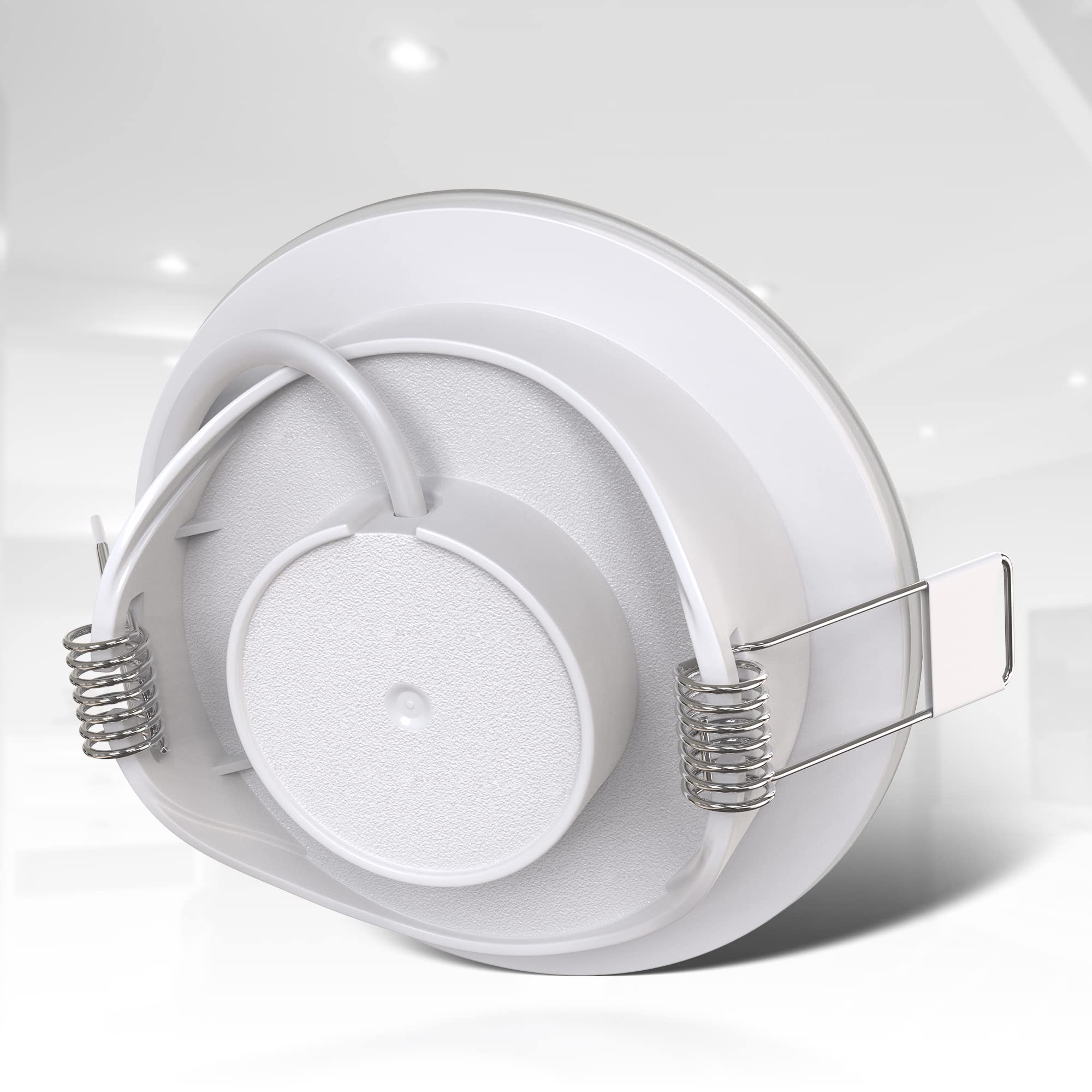 B.K.Licht - 5er Set LED Bad Einbaustrahler 230V flach, IP65, neutralweiße Lichtfarbe, Lochmass 68mm, LED Spot, Deckenspots, Spots, Einbauleuchten, Einbauspots, Badezimmer, 86x30 mm, Weiß