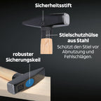 SW-Stahl 50930L Schlosshammer-Set mit Stielschutz 3-teilig I Werkzeughammer aus Hickoryholz I Hammer mit Kopfgewichten 300g - 500g - 800g I Schlosser Hammer Set Werkstatt
