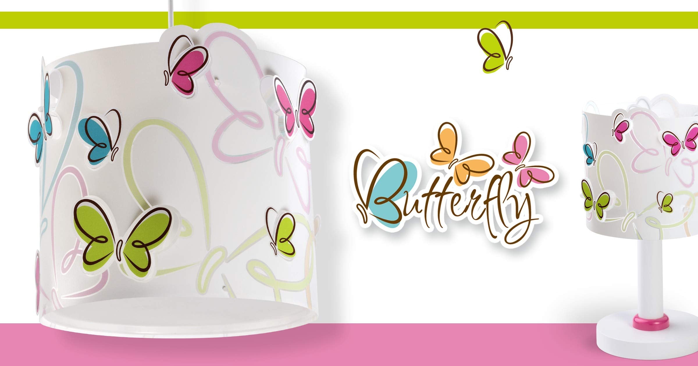 Dalber Kinder Tischlampe Nachttischlampe kinderzimmer Schmetterlinge Butterfly, 62141, E14