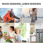 AGPTEK Freisprecheinrichtung für Auto, Bluetooth 5.0, integriertes Mikrofon, mit Clip für GPS, Musik, TF-Kartenslot, automatische Wiederverbindung, Lautsprecher, IOS Siri & Google Assistant, Schwaz