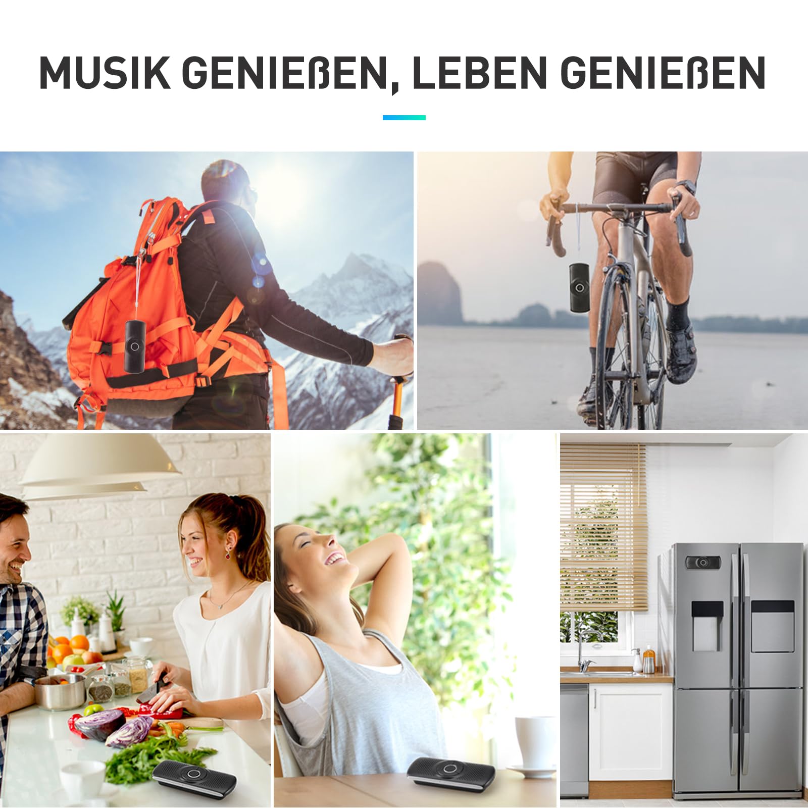 AGPTEK Freisprecheinrichtung für Auto, Bluetooth 5.0, integriertes Mikrofon, mit Clip für GPS, Musik, TF-Kartenslot, automatische Wiederverbindung, Lautsprecher, IOS Siri & Google Assistant, Schwaz