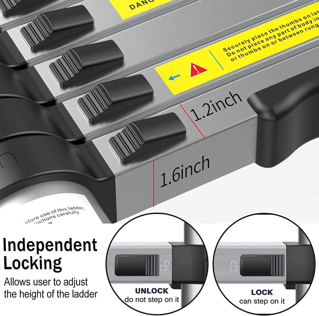 5M Teleskopleiter, Aluleiter Klappleiter Mehrzweckleiter Rutschfester Ausziehleiter Ausziehbare Leiter Sprossenleiter Stehleiter Tragbar Leichte Leiter Schiebeleiter 150 kg Belastbarkeit