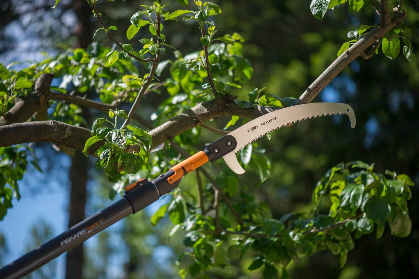 Fiskars Wertastungssäge für Arbeiten an weit entfernten Stellen, Werkzeugkopf, Länge: 55 cm, Gehärtetes Stahl-Sägeblatt, Schwarz/Orange, QuikFit, 1000691