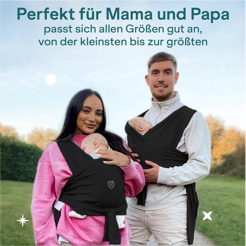 Koala Babycare Tragetuch Baby Neugeborene - Einfach Anzuziehen für Mütter und Väter - Babytrage Multi-Use Bis 9kg - Babytragetuch Schwarz