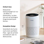 Bosch Air 2000i App-gesteuerter Luftreiniger - Für Räume bis zu 37,5 m² - Entfernt Schadstoffe - Mit 3-in-1 Luftfilter, Smart Sensor, Automatikmodus, Ruhemodus (< 25 dB(A)) - CADR: 180 m³/h
