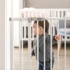 hauck Open N Stop KD + 9 cm Verlängerung, Weiß - Schutzgitter für Türen & Treppen, Breite Verstellbar 84-89 cm, 77 cm Hoch, ohne Bohren, für Kinder & Hunde, Einhändiges Öffnen in beide Richtungen