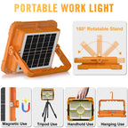 100W Baustrahler Akku Solar Arbeitsleuchte, 466 LED 5 Modi, 10000LM 12000mAh USB-wiederaufladbar, IP66 wasserdicht Akku Arbeitsleuchte Tragbar im Freien für Baustelle, Camping, Garage, Notfälle