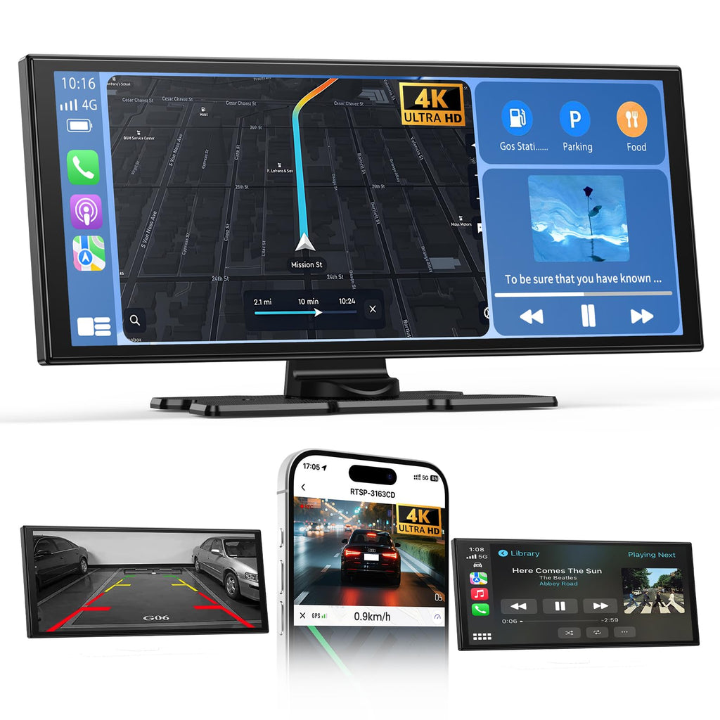 2026 Neuestes 11,5 Zoll Android Auto Display & Carplay Display: Buddy Display Car Play mit Navigation 4K Dashcam Rückfahrkamera Bluetooth Sprachsteuerung IPS Touchscreen Mirror Link AUX FM 64G TF
